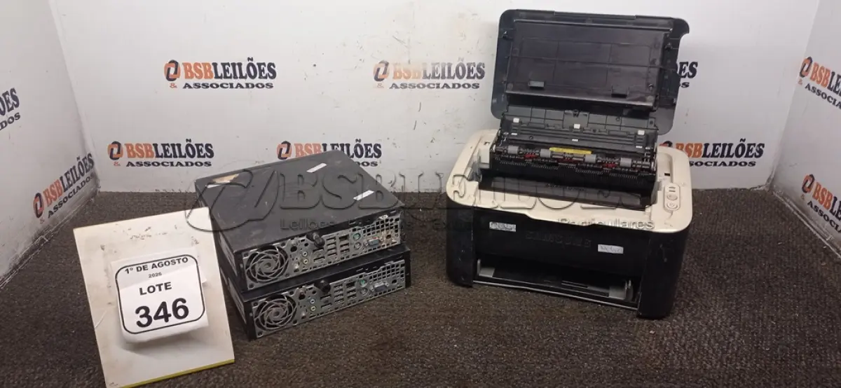 LOTE 346 - 01 IMPRESSORA MODELO ML-1860 MARCA SAMSUNG E 02 CPU MARCA POSITIVO. (NO ESTADO) ATENÇÃO! FAZER A VISITAÇÃO ANTES DE ARREMATAR, NÃO SABEMOS SE FUNCIONA, LEILÃO NÃO TEM GARANTIA E NEM DEVOLUÇÃO, SUJEITO A POSSÍVEIS AVARIAS VISÍVEIS/OCULTAS E/OU AUSÊNCIA DE COMPONENTES.
