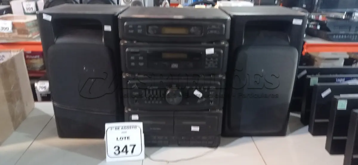 LOTE 347 - 01 APARELHO DE SOM MODELO PSX-19 COM 02 CAIXAS DE SOM MARCA PRECISION. (NO ESTADO) ATENÇÃO! FAZER A VISITAÇÃO ANTES DE ARREMATAR, NÃO SABEMOS SE FUNCIONA, LEILÃO NÃO TEM GARANTIA E NEM DEVOLUÇÃO, SUJEITO A POSSÍVEIS AVARIAS VISÍVEIS/OCULTAS E/OU AUSÊNCIA DE COMPONENTES.