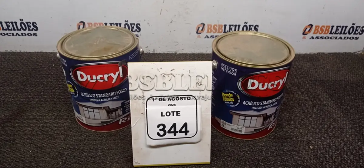 LOTE 344 - 01 BALDE DE TINTA ACRÍLICA NA COR CÉU VERÃO FOSCO DE 18L MARCA DUCRYL. (NO ESTADO) ATENÇÃO! FAZER A VISITAÇÃO ANTES DE ARREMATAR, NÃO SABEMOS SE FUNCIONA, LEILÃO NÃO TEM GARANTIA E NEM DEVOLUÇÃO, SUJEITO A POSSÍVEIS AVARIAS VISÍVEIS/OCULTAS E/OU AUSÊNCIA DE COMPONENTES.