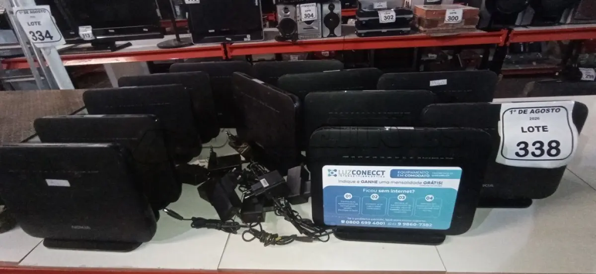 LOTE 338 - 12 ROTEADORES MARCA NOKIA. (NO ESTADO) ATENÇÃO! FAZER A VISITAÇÃO ANTES DE ARREMATAR, NÃO SABEMOS SE FUNCIONA, LEILÃO NÃO TEM GARANTIA E NEM DEVOLUÇÃO, SUJEITO A POSSÍVEIS AVARIAS VISÍVEIS/OCULTAS E/OU AUSÊNCIA DE COMPONENTES.