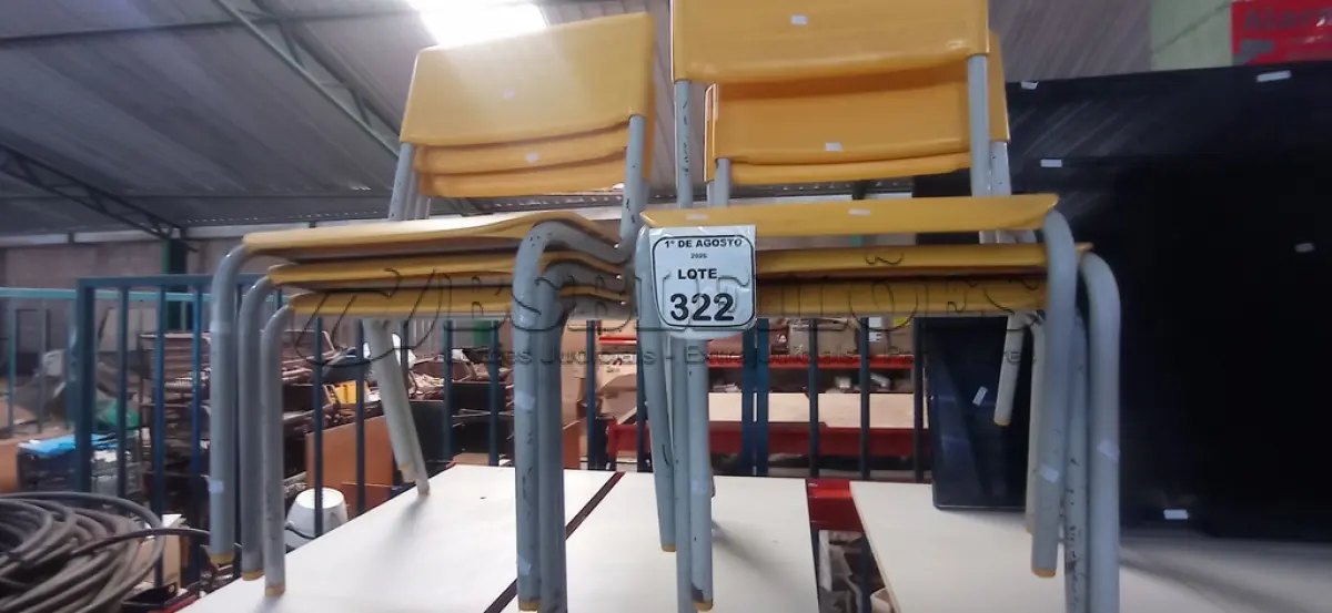 LOTE 322 - 06 CADEIRAS INFANTIS NA COR AMARELA. (NO ESTADO) ATENÇÃO! FAZER A VISITAÇÃO ANTES DE ARREMATAR, NÃO SABEMOS SE FUNCIONA, LEILÃO NÃO TEM GARANTIA E NEM DEVOLUÇÃO, SUJEITO A POSSÍVEIS AVARIAS VISÍVEIS/OCULTAS E/OU AUSÊNCIA DE COMPONENTES.