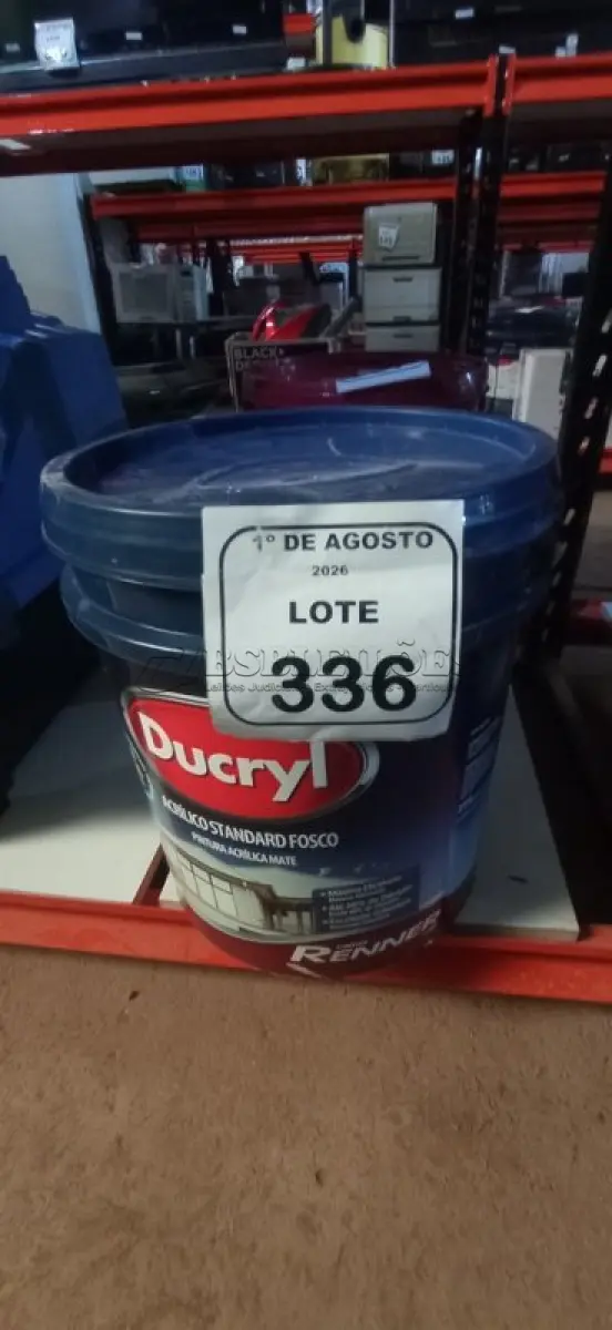 LOTE 336 - 01 BALDE DE TINTA ACRÍLICA NA COR ROSA NUDE DE 18L MARCA DUCRYL. (NO ESTADO) ATENÇÃO! FAZER A VISITAÇÃO ANTES DE ARREMATAR, NÃO SABEMOS SE FUNCIONA, LEILÃO NÃO TEM GARANTIA E NEM DEVOLUÇÃO, SUJEITO A POSSÍVEIS AVARIAS VISÍVEIS/OCULTAS E/OU AUSÊNCIA DE COMPONENTES.
