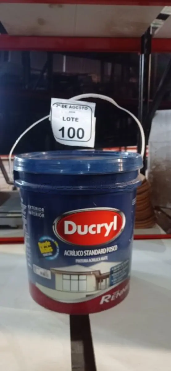 LOTE 100 - 01 BALDE DE TINTA ACRÍLICA STANDARD FOSCO DE 18L NA COR MELÃO ROSA FOSCO MARCA DUCRYL. (NO ESTADO) ATENÇÃO! FAZER A VISITAÇÃO ANTES DE ARREMATAR, NÃO SABEMOS SE FUNCIONA, LEILÃO NÃO TEM GARANTIA E NEM DEVOLUÇÃO, SUJEITO A POSSÍVEIS AVARIAS VISÍVEIS/OCULTAS E/OU AUSÊNCIA DE COMPONENTES.