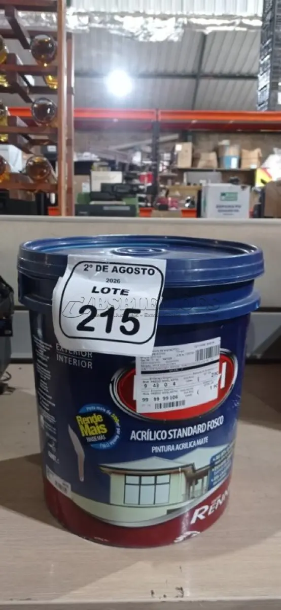 LOTE 215 - 01 BALDE DE TINTA ACRÍLICA STANDARD FOSCO DE 18L NA COR CHOCOLATE FOSCO MARCA DUCRYL. (NO ESTADO) ATENÇÃO! FAZER A VISITAÇÃO ANTES DE ARREMATAR, NÃO SABEMOS SE FUNCIONA, LEILÃO NÃO TEM GARANTIA E NEM DEVOLUÇÃO, SUJEITO A POSSÍVEIS AVARIAS VISÍVEIS/OCULTAS E/OU AUSÊNCIA DE COMPONENTES.