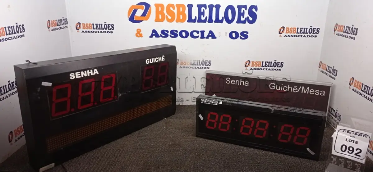 LOTE 092 - 03 PAINÉIS DE SENHA DE MODELOS DIVERSOS. (NO ESTADO) ATENÇÃO! FAZER A VISITAÇÃO ANTES DE ARREMATAR, NÃO SABEMOS SE FUNCIONA, LEILÃO NÃO TEM GARANTIA E NEM DEVOLUÇÃO, SUJEITO A POSSÍVEIS AVARIAS VISÍVEIS/OCULTAS E/OU AUSÊNCIA DE COMPONENTES.