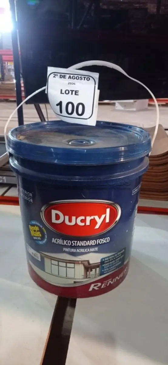 LOTE 100 - 01 BALDE DE TINTA ACRÍLICA STANDARD FOSCO DE 18L NA COR MELÃO ROSA FOSCO MARCA DUCRYL. (NO ESTADO) ATENÇÃO! FAZER A VISITAÇÃO ANTES DE ARREMATAR, NÃO SABEMOS SE FUNCIONA, LEILÃO NÃO TEM GARANTIA E NEM DEVOLUÇÃO, SUJEITO A POSSÍVEIS AVARIAS VISÍVEIS/OCULTAS E/OU AUSÊNCIA DE COMPONENTES.
