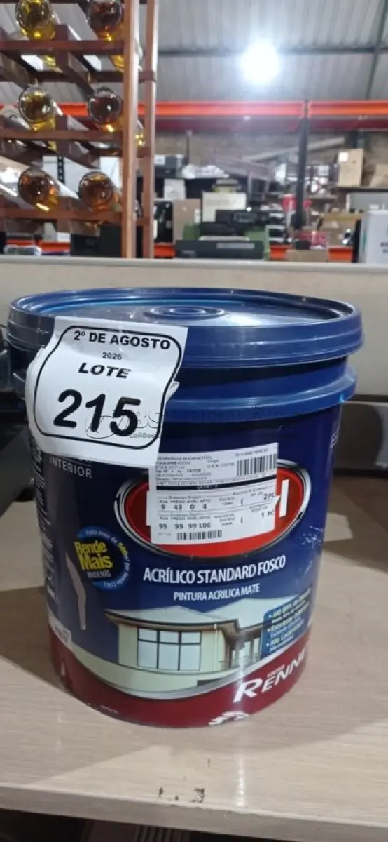 LOTE 215 - 01 BALDE DE TINTA ACRÍLICA STANDARD FOSCO DE 18L NA COR CHOCOLATE FOSCO MARCA DUCRYL. (NO ESTADO) ATENÇÃO! FAZER A VISITAÇÃO ANTES DE ARREMATAR, NÃO SABEMOS SE FUNCIONA, LEILÃO NÃO TEM GARANTIA E NEM DEVOLUÇÃO, SUJEITO A POSSÍVEIS AVARIAS VISÍVEIS/OCULTAS E/OU AUSÊNCIA DE COMPONENTES.