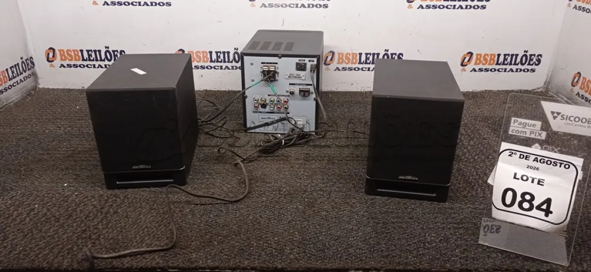 LOTE 084 - 01 MICRO SYSTEM MODELO BS 392 MARCA BRITÂNIA COM 02 CAIXAS. (NO ESTADO) ATENÇÃO! FAZER A VISITAÇÃO ANTES DE ARREMATAR, NÃO SABEMOS SE FUNCIONA, LEILÃO NÃO TEM GARANTIA E NEM DEVOLUÇÃO, SUJEITO A POSSÍVEIS AVARIAS VISÍVEIS/OCULTAS E/OU AUSÊNCIA DE COMPONENTES.