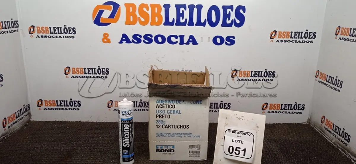 LOTE 051 - 12 BISNAGAS DE ADESIVO SILICONE PRETO 280G CADA MARCA TEK BOND. (NO ESTADO) ATENÇÃO! FAZER A VISITAÇÃO ANTES DE ARREMATAR, NÃO SABEMOS SE FUNCIONA, LEILÃO NÃO TEM GARANTIA E NEM DEVOLUÇÃO, SUJEITO A POSSÍVEIS AVARIAS VISÍVEIS/OCULTAS E/OU AUSÊNCIA DE COMPONENTES.