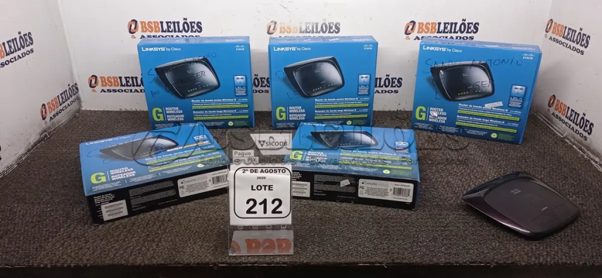 LOTE 212 - 05 ROUTERS DE BANDA LARGA MARCA CISCO. (NO ESTADO) ATENÇÃO! FAZER A VISITAÇÃO ANTES DE ARREMATAR, NÃO SABEMOS SE FUNCIONA, LEILÃO NÃO TEM GARANTIA E NEM DEVOLUÇÃO, SUJEITO A POSSÍVEIS AVARIAS VISÍVEIS/OCULTAS E/OU AUSÊNCIA DE COMPONENTES.