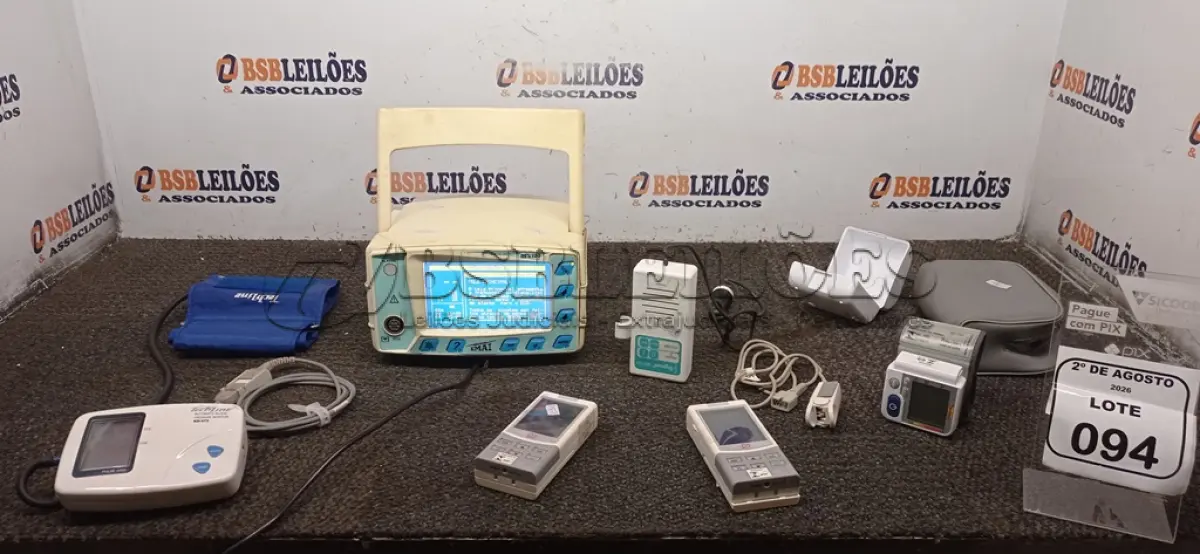 LOTE 094 - 02 MEDIDORES DE PRESSÃO, 02 OXÍMETRO DE PULSO PORTÁTIL, 01 DETECTOR FETAL E 01 MONITOR CARDÍACO MODELO MX-100. (NO ESTADO) ATENÇÃO! FAZER A VISITAÇÃO ANTES DE ARREMATAR, NÃO SABEMOS SE FUNCIONA, LEILÃO NÃO TEM GARANTIA E NEM DEVOLUÇÃO, SUJEITO A POSSÍVEIS AVARIAS VISÍVEIS/OCULTAS E/OU AUSÊNCIA DE COMPONENTES.