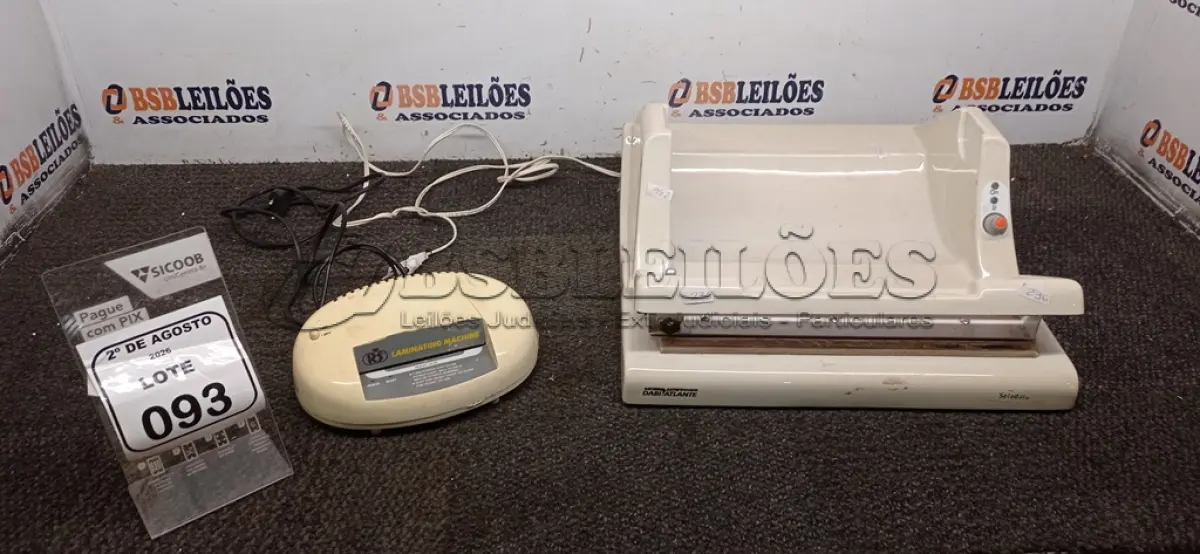 LOTE 093 - 01 SELADORA E 01 LAMINADORA. (NO ESTADO) ATENÇÃO! FAZER A VISITAÇÃO ANTES DE ARREMATAR, NÃO SABEMOS SE FUNCIONA, LEILÃO NÃO TEM GARANTIA E NEM DEVOLUÇÃO, SUJEITO A POSSÍVEIS AVARIAS VISÍVEIS/OCULTAS E/OU AUSÊNCIA DE COMPONENTES.