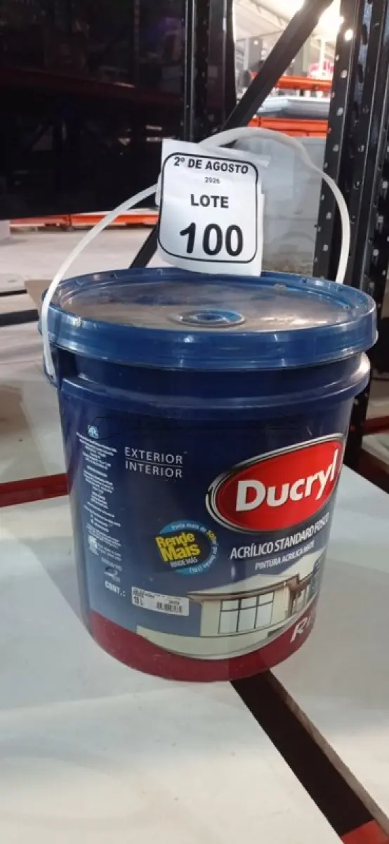LOTE 100 - 01 BALDE DE TINTA ACRÍLICA STANDARD FOSCO DE 18L NA COR MELÃO ROSA FOSCO MARCA DUCRYL. (NO ESTADO) ATENÇÃO! FAZER A VISITAÇÃO ANTES DE ARREMATAR, NÃO SABEMOS SE FUNCIONA, LEILÃO NÃO TEM GARANTIA E NEM DEVOLUÇÃO, SUJEITO A POSSÍVEIS AVARIAS VISÍVEIS/OCULTAS E/OU AUSÊNCIA DE COMPONENTES.