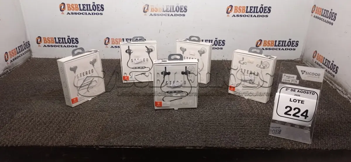 LOTE 224 - 05 FONES DE OUVIDO WIRELESS STEREO. (NO ESTADO) ATENÇÃO! FAZER A VISITAÇÃO ANTES DE ARREMATAR, NÃO SABEMOS SE FUNCIONA, LEILÃO NÃO TEM GARANTIA E NEM DEVOLUÇÃO, SUJEITO A POSSÍVEIS AVARIAS VISÍVEIS/OCULTAS E/OU AUSÊNCIA DE COMPONENTES.