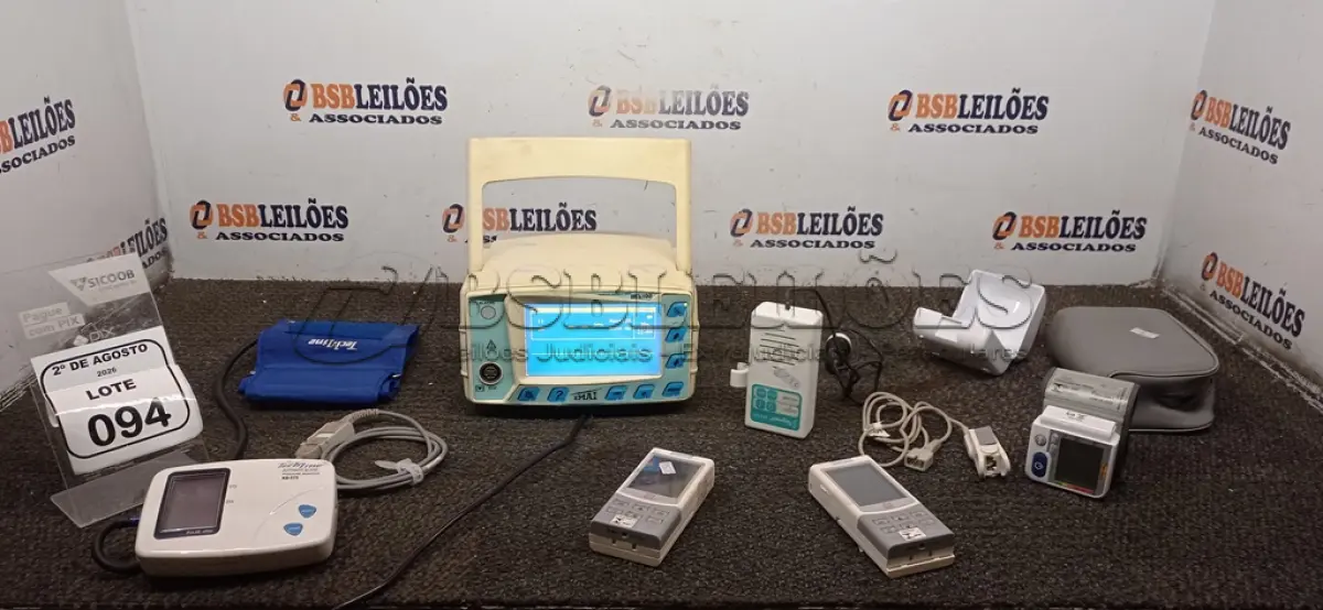 LOTE 094 - 02 MEDIDORES DE PRESSÃO, 02 OXÍMETRO DE PULSO PORTÁTIL, 01 DETECTOR FETAL E 01 MONITOR CARDÍACO MODELO MX-100. (NO ESTADO) ATENÇÃO! FAZER A VISITAÇÃO ANTES DE ARREMATAR, NÃO SABEMOS SE FUNCIONA, LEILÃO NÃO TEM GARANTIA E NEM DEVOLUÇÃO, SUJEITO A POSSÍVEIS AVARIAS VISÍVEIS/OCULTAS E/OU AUSÊNCIA DE COMPONENTES.