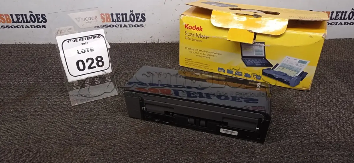 LOTE 028 - 01 SCANNER MODELO I940 MARCA KODAK. (NO ESTADO) ATENÇÃO! FAZER A VISITAÇÃO ANTES DE ARREMATAR, NÃO SABEMOS SE FUNCIONA, LEILÃO NÃO TEM GARANTIA E NEM DEVOLUÇÃO, SUJEITO A POSSÍVEIS AVARIAS VISÍVEIS/OCULTAS E/OU AUSÊNCIA DE COMPONENTES.