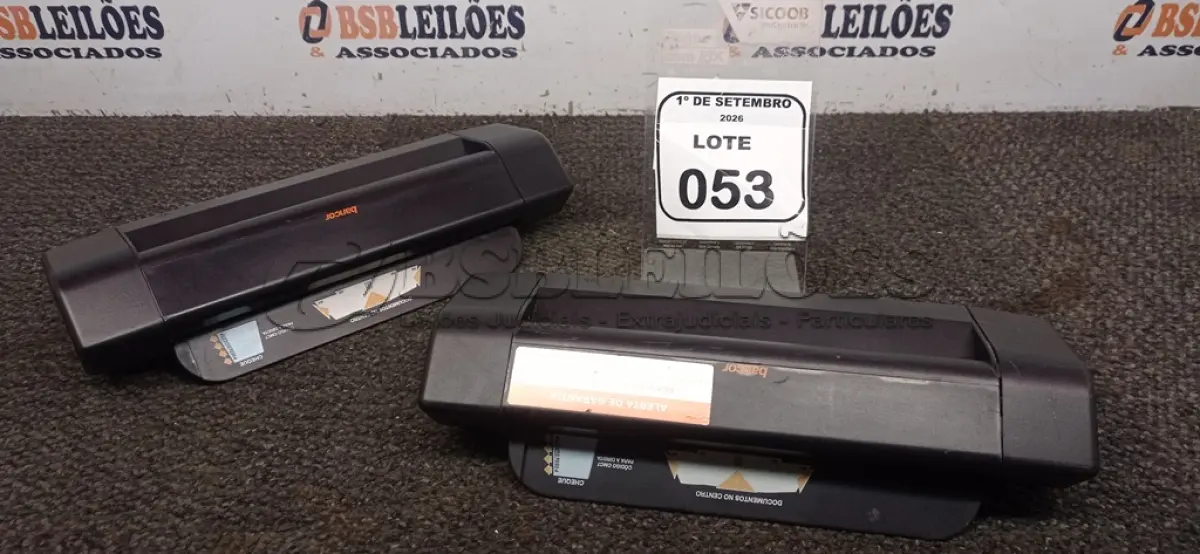 LOTE 053 - 02 SCANNERS DE DOCUMENTO MARCA BANCOR. (NO ESTADO) ATENÇÃO! FAZER A VISITAÇÃO ANTES DE ARREMATAR, NÃO SABEMOS SE FUNCIONA, LEILÃO NÃO TEM GARANTIA E NEM DEVOLUÇÃO, SUJEITO A POSSÍVEIS AVARIAS VISÍVEIS/OCULTAS E/OU AUSÊNCIA DE COMPONENTES.