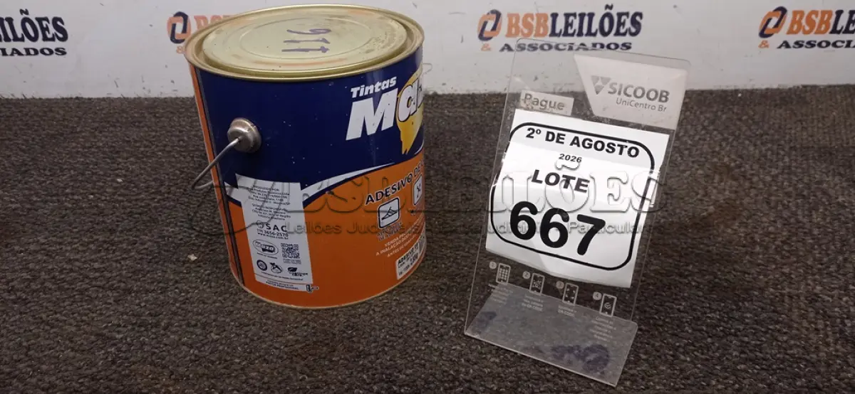 LOTE 667 - 01 LATA DE ADESIVO DE CONTATO 2,80KG MARCA MAZA. (NO ESTADO) ATENÇÃO! FAZER A VISITAÇÃO ANTES DE ARREMATAR, NÃO SABEMOS SE FUNCIONA, LEILÃO NÃO TEM GARANTIA E NEM DEVOLUÇÃO, SUJEITO A POSSÍVEIS AVARIAS VISÍVEIS/OCULTAS E/OU AUSÊNCIA DE COMPONENTES.