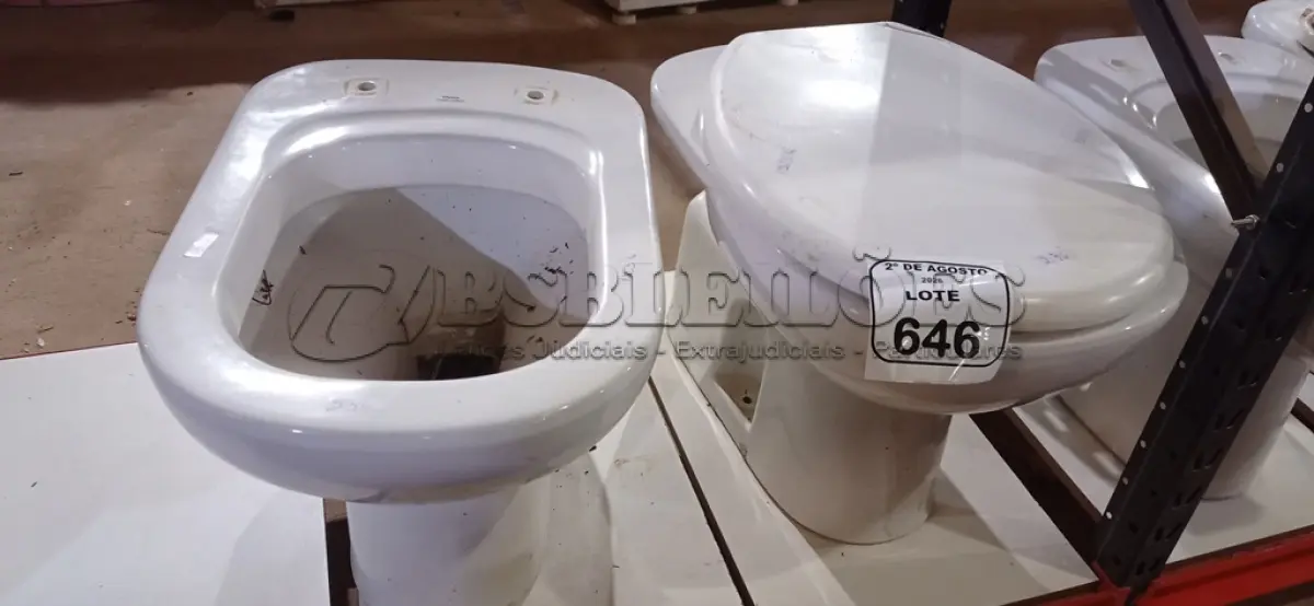 LOTE 646 - 02 VASOS SANITÁRIOS. (NO ESTADO) ATENÇÃO! FAZER A VISITAÇÃO ANTES DE ARREMATAR, NÃO SABEMOS SE FUNCIONA, LEILÃO NÃO TEM GARANTIA E NEM DEVOLUÇÃO, SUJEITO A POSSÍVEIS AVARIAS VISÍVEIS/OCULTAS E/OU AUSÊNCIA DE COMPONENTES.