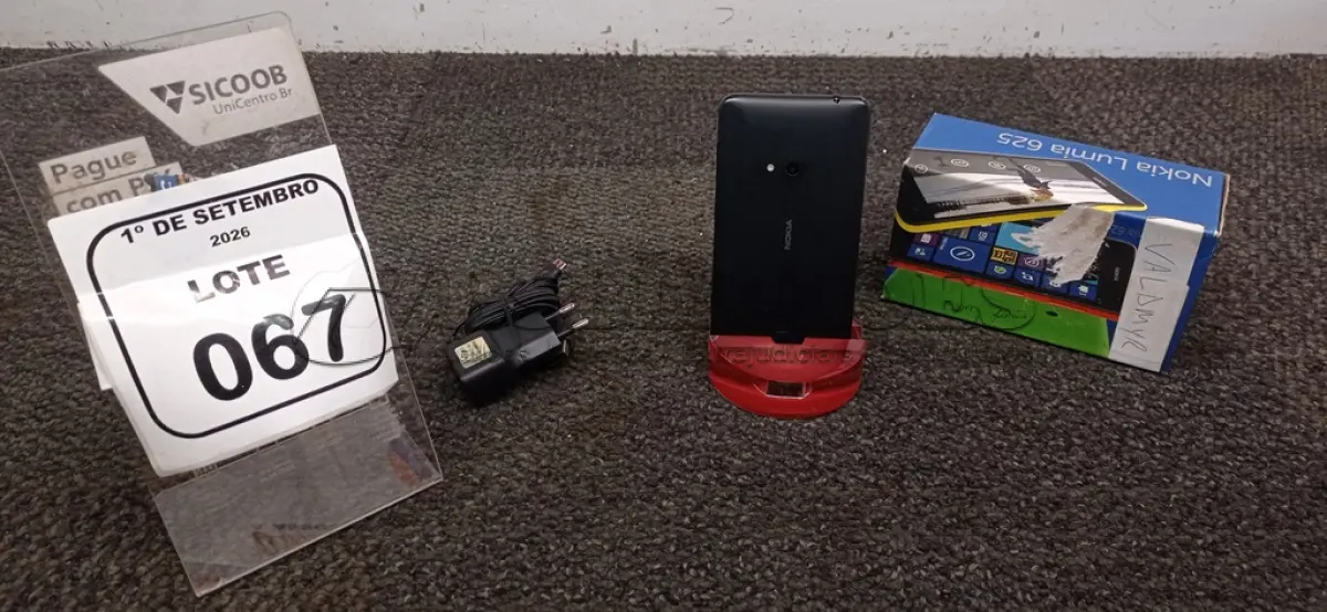 LOTE 067 - 01 CELULAR MODELO LUMIA 625 MARCA NOKIA SEM CARREGADOR. (NO ESTADO) ATENÇÃO! FAZER A VISITAÇÃO ANTES DE ARREMATAR, NÃO SABEMOS SE FUNCIONA, LEILÃO NÃO TEM GARANTIA E NEM DEVOLUÇÃO, SUJEITO A POSSÍVEIS AVARIAS VISÍVEIS/OCULTAS E/OU AUSÊNCIA DE COMPONENTES.