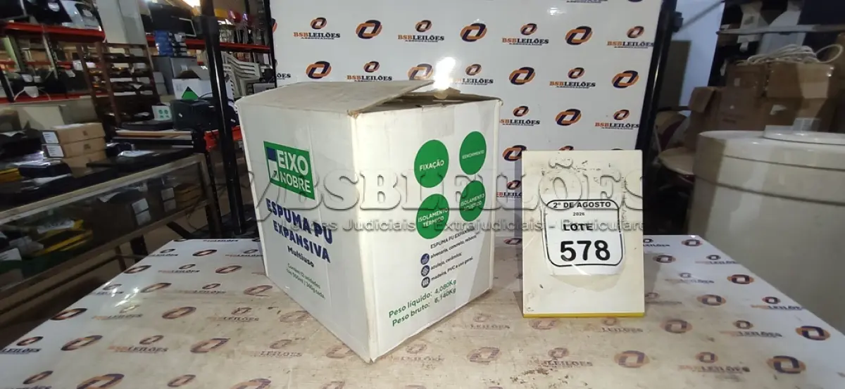 LOTE 578 - 12 UNIDADES DE ESPUMA PU EXPANSIVA MULTIUSO DE 500ML CADA MARCA EIXO NOBRE. (NO ESTADO) ATENÇÃO! FAZER A VISITAÇÃO ANTES DE ARREMATAR, NÃO SABEMOS SE FUNCIONA, LEILÃO NÃO TEM GARANTIA E NEM DEVOLUÇÃO, SUJEITO A POSSÍVEIS AVARIAS VISÍVEIS/OCULTAS E/OU AUSÊNCIA DE COMPONENTES.