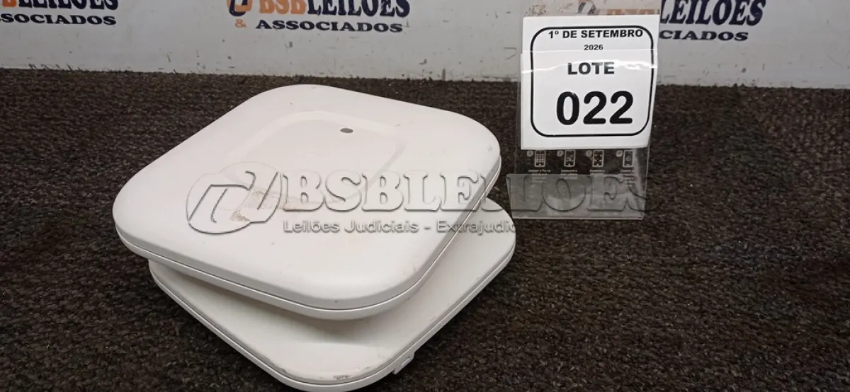 LOTE 022 - 02 ACCESS POINT MARCA CISCO. (NO ESTADO) ATENÇÃO! FAZER A VISITAÇÃO ANTES DE ARREMATAR, NÃO SABEMOS SE FUNCIONA, LEILÃO NÃO TEM GARANTIA E NEM DEVOLUÇÃO, SUJEITO A POSSÍVEIS AVARIAS VISÍVEIS/OCULTAS E/OU AUSÊNCIA DE COMPONENTES.