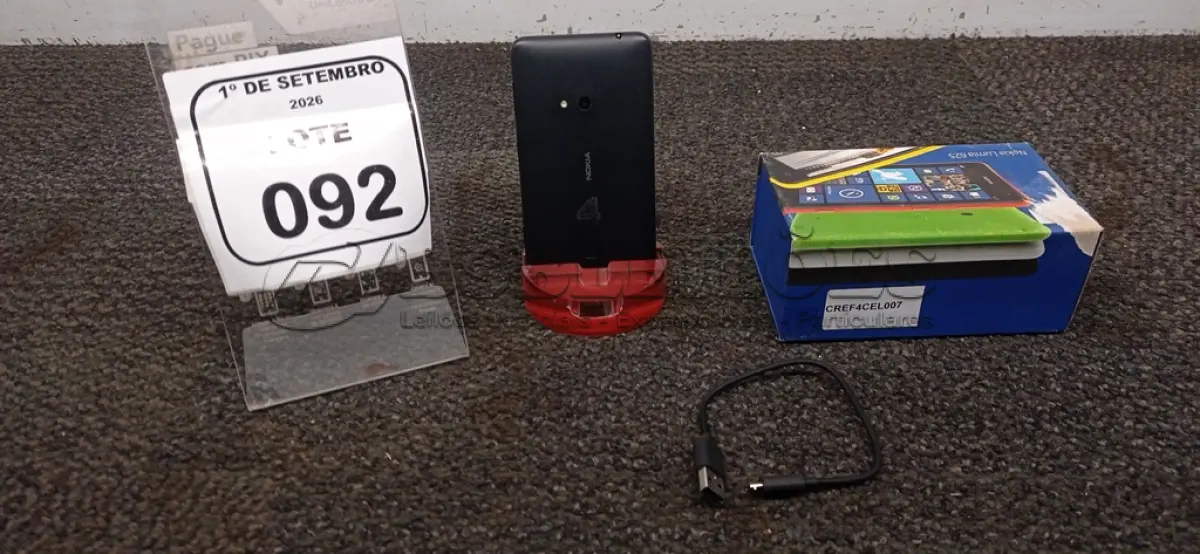 LOTE 092 - 01 CELULAR MODELO LUMIA 625 MARCA NOKIA SEM CARREGADOR. (NO ESTADO) ATENÇÃO! FAZER A VISITAÇÃO ANTES DE ARREMATAR, NÃO SABEMOS SE FUNCIONA, LEILÃO NÃO TEM GARANTIA E NEM DEVOLUÇÃO, SUJEITO A POSSÍVEIS AVARIAS VISÍVEIS/OCULTAS E/OU AUSÊNCIA DE COMPONENTES.