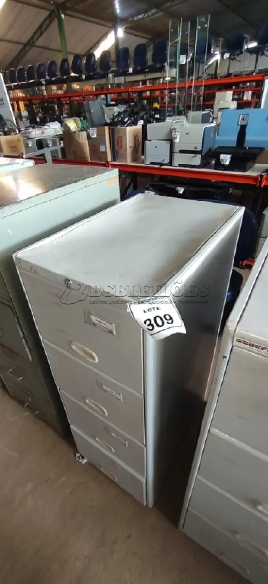 LOTE 309 - 01 ARQUIVO COM 04 GAVETAS EM AÇO. (NO ESTADO) ATENÇÃO! FAZER A VISITAÇÃO ANTES DE ARREMATAR, NÃO SABEMOS SE FUNCIONA, LEILÃO NÃO TEM GARANTIA E NEM DEVOLUÇÃO, SUJEITO A POSSÍVEIS AVARIAS VISÍVEIS/OCULTAS E/OU AUSÊNCIA DE COMPONENTES.