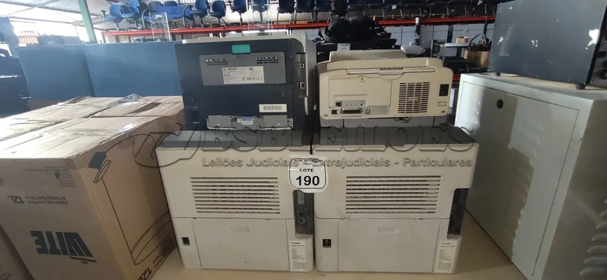 LOTE 190 - 04 IMPRESSORAS DE MARCAS E MODELOS DIVERSOS. (NO ESTADO) ATENÇÃO! FAZER A VISITAÇÃO ANTES DE ARREMATAR, NÃO SABEMOS SE FUNCIONA, LEILÃO NÃO TEM GARANTIA E NEM DEVOLUÇÃO, SUJEITO A POSSÍVEIS AVARIAS VISÍVEIS/OCULTAS E/OU AUSÊNCIA DE COMPONENTES.