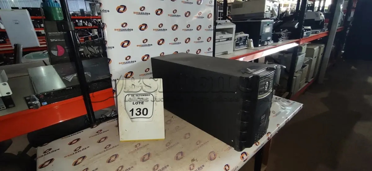 LOTE 130 - 01 NOBREAK DE 2000VA MARCA NHS. (NO ESTADO) ATENÇÃO! FAZER A VISITAÇÃO ANTES DE ARREMATAR, NÃO SABEMOS SE FUNCIONA, LEILÃO NÃO TEM GARANTIA E NEM DEVOLUÇÃO, SUJEITO A POSSÍVEIS AVARIAS VISÍVEIS/OCULTAS E/OU AUSÊNCIA DE COMPONENTES.