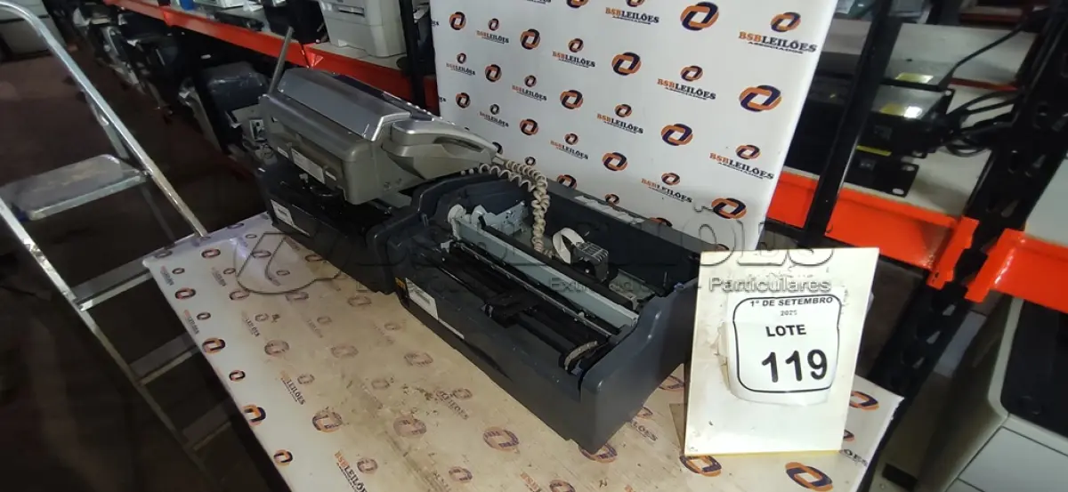 LOTE 119 - 01 FAX MODELO KX-FC971 MARCA PANASONIC E 02 IMPRESSORAS MATRICIAIS PARA RETIRADA DE PEÇAS. (NO ESTADO) ATENÇÃO! FAZER A VISITAÇÃO ANTES DE ARREMATAR, NÃO SABEMOS SE FUNCIONA, LEILÃO NÃO TEM GARANTIA E NEM DEVOLUÇÃO, SUJEITO A POSSÍVEIS AVARIAS VISÍVEIS/OCULTAS E/OU AUSÊNCIA DE COMPONENTES.
