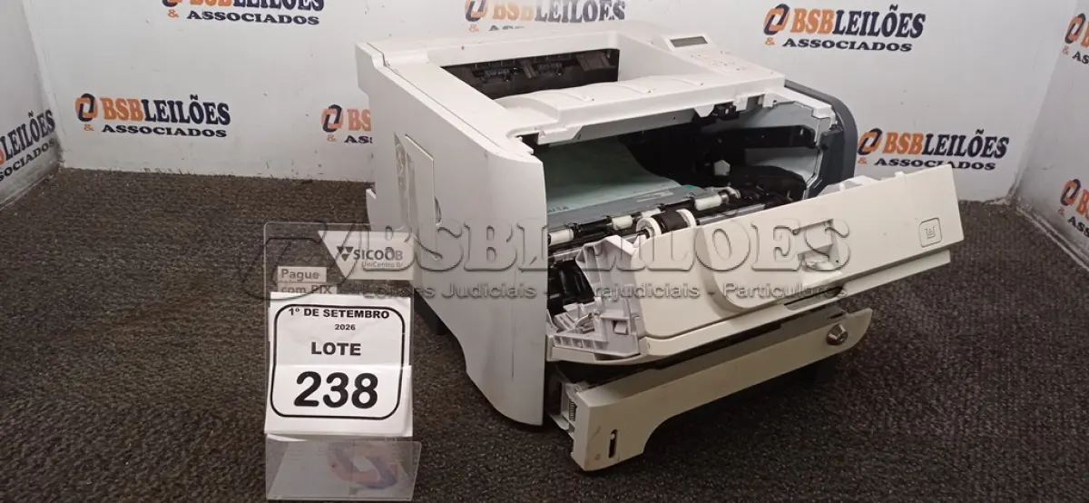 LOTE 238 - 01 IMPRESSORA MODELO LASERJET P2055DN MARCA HP. (NO ESTADO) ATENÇÃO! FAZER A VISITAÇÃO ANTES DE ARREMATAR, NÃO SABEMOS SE FUNCIONA, LEILÃO NÃO TEM GARANTIA E NEM DEVOLUÇÃO, SUJEITO A POSSÍVEIS AVARIAS VISÍVEIS/OCULTAS E/OU AUSÊNCIA DE COMPONENTES.