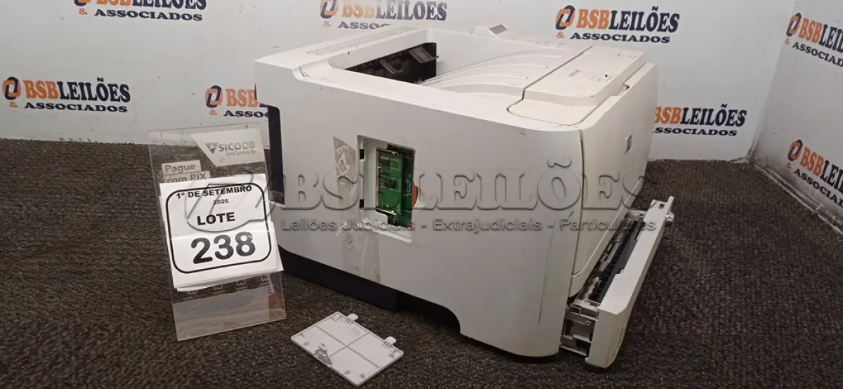 LOTE 238 - 01 IMPRESSORA MODELO LASERJET P2055DN MARCA HP. (NO ESTADO) ATENÇÃO! FAZER A VISITAÇÃO ANTES DE ARREMATAR, NÃO SABEMOS SE FUNCIONA, LEILÃO NÃO TEM GARANTIA E NEM DEVOLUÇÃO, SUJEITO A POSSÍVEIS AVARIAS VISÍVEIS/OCULTAS E/OU AUSÊNCIA DE COMPONENTES.