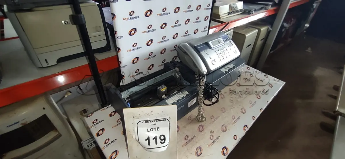 LOTE 119 - 01 FAX MODELO KX-FC971 MARCA PANASONIC E 02 IMPRESSORAS MATRICIAIS PARA RETIRADA DE PEÇAS. (NO ESTADO) ATENÇÃO! FAZER A VISITAÇÃO ANTES DE ARREMATAR, NÃO SABEMOS SE FUNCIONA, LEILÃO NÃO TEM GARANTIA E NEM DEVOLUÇÃO, SUJEITO A POSSÍVEIS AVARIAS VISÍVEIS/OCULTAS E/OU AUSÊNCIA DE COMPONENTES.