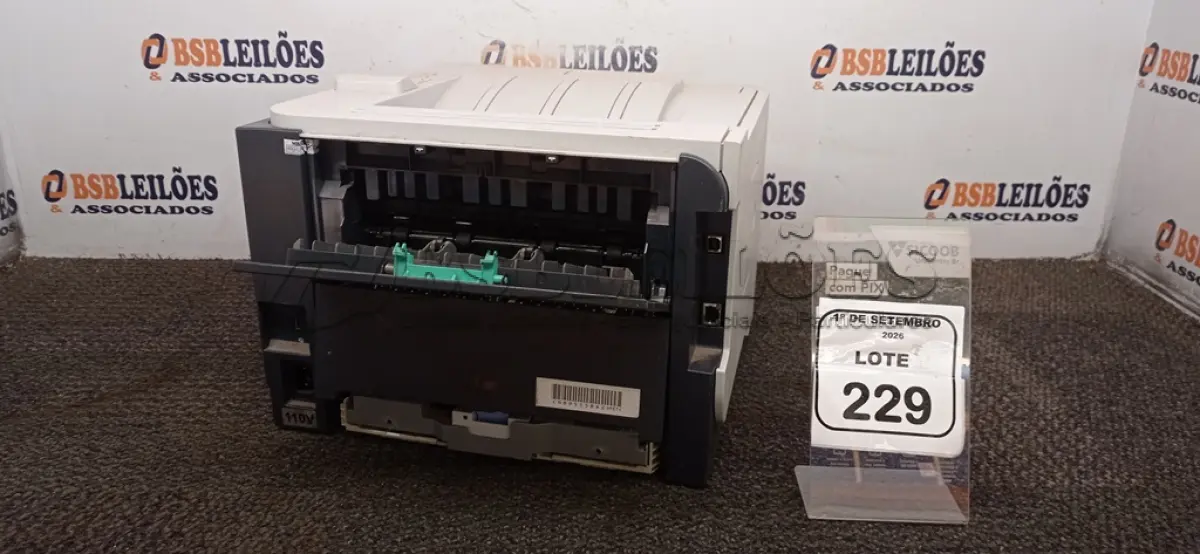 LOTE 229 - 01 IMPRESSORA MODELO LASERJET P2055DN MARCA HP. (NO ESTADO) ATENÇÃO! FAZER A VISITAÇÃO ANTES DE ARREMATAR, NÃO SABEMOS SE FUNCIONA, LEILÃO NÃO TEM GARANTIA E NEM DEVOLUÇÃO, SUJEITO A POSSÍVEIS AVARIAS VISÍVEIS/OCULTAS E/OU AUSÊNCIA DE COMPONENTES.