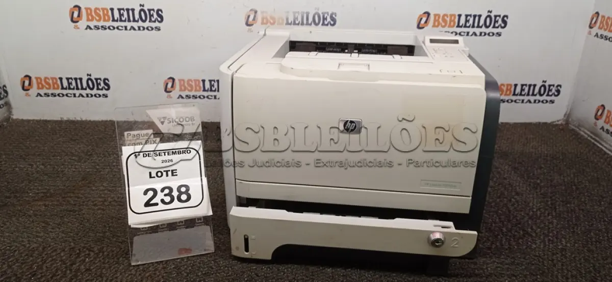 LOTE 238 - 01 IMPRESSORA MODELO LASERJET P2055DN MARCA HP. (NO ESTADO) ATENÇÃO! FAZER A VISITAÇÃO ANTES DE ARREMATAR, NÃO SABEMOS SE FUNCIONA, LEILÃO NÃO TEM GARANTIA E NEM DEVOLUÇÃO, SUJEITO A POSSÍVEIS AVARIAS VISÍVEIS/OCULTAS E/OU AUSÊNCIA DE COMPONENTES.