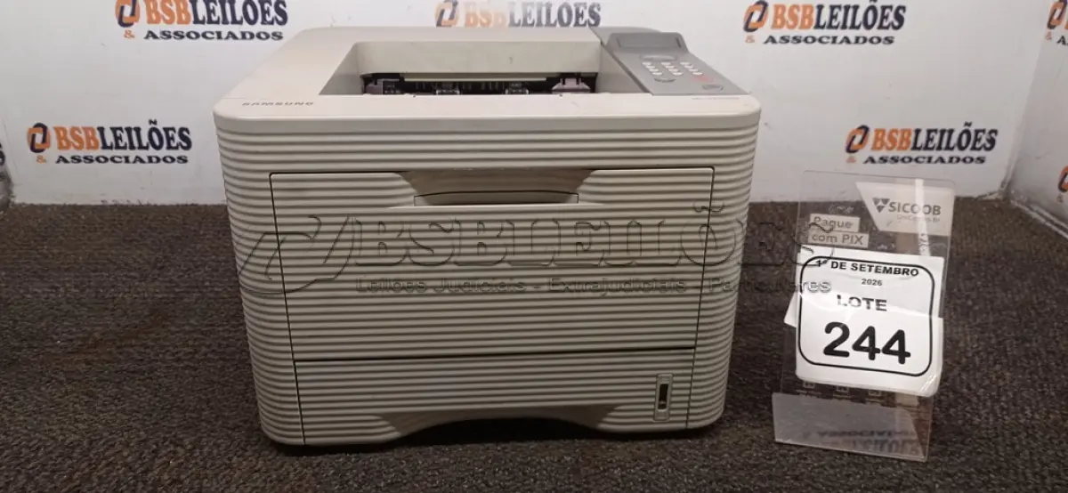 LOTE 244 - 01 IMPRESSORA MODELO ML-3750ND MARCA SAMSUNG. (NO ESTADO) ATENÇÃO! FAZER A VISITAÇÃO ANTES DE ARREMATAR, NÃO SABEMOS SE FUNCIONA, LEILÃO NÃO TEM GARANTIA E NEM DEVOLUÇÃO, SUJEITO A POSSÍVEIS AVARIAS VISÍVEIS/OCULTAS E/OU AUSÊNCIA DE COMPONENTES.
