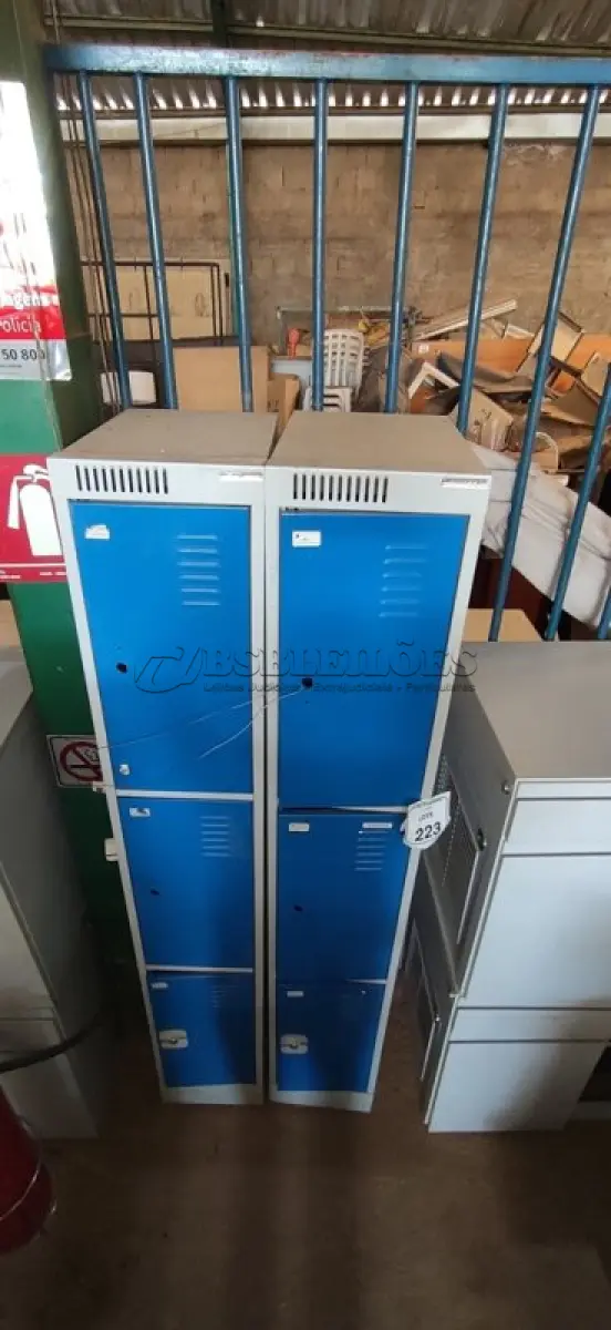 LOTE 223 - 02 ARMÁRIOS ROUPEIRO DE 03 PORTAS EM AÇO. (NO ESTADO) ATENÇÃO! FAZER A VISITAÇÃO ANTES DE ARREMATAR, NÃO SABEMOS SE FUNCIONA, LEILÃO NÃO TEM GARANTIA E NEM DEVOLUÇÃO, SUJEITO A POSSÍVEIS AVARIAS VISÍVEIS/OCULTAS E/OU AUSÊNCIA DE COMPONENTES.