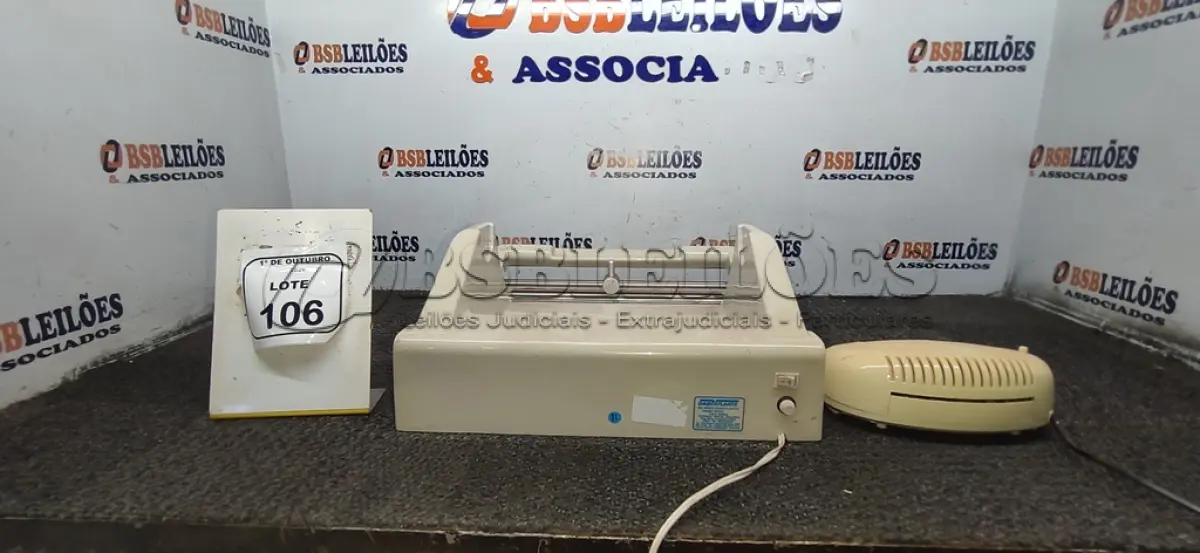 LOTE 106 - 01 SELADORA E 01 LAMINADORA. (NO ESTADO) ATENÇÃO! FAZER A VISITAÇÃO ANTES DE ARREMATAR, NÃO SABEMOS SE FUNCIONA, LEILÃO NÃO TEM GARANTIA E NEM DEVOLUÇÃO, SUJEITO A POSSÍVEIS AVARIAS VISÍVEIS/OCULTAS E/OU AUSÊNCIA DE COMPONENTES.