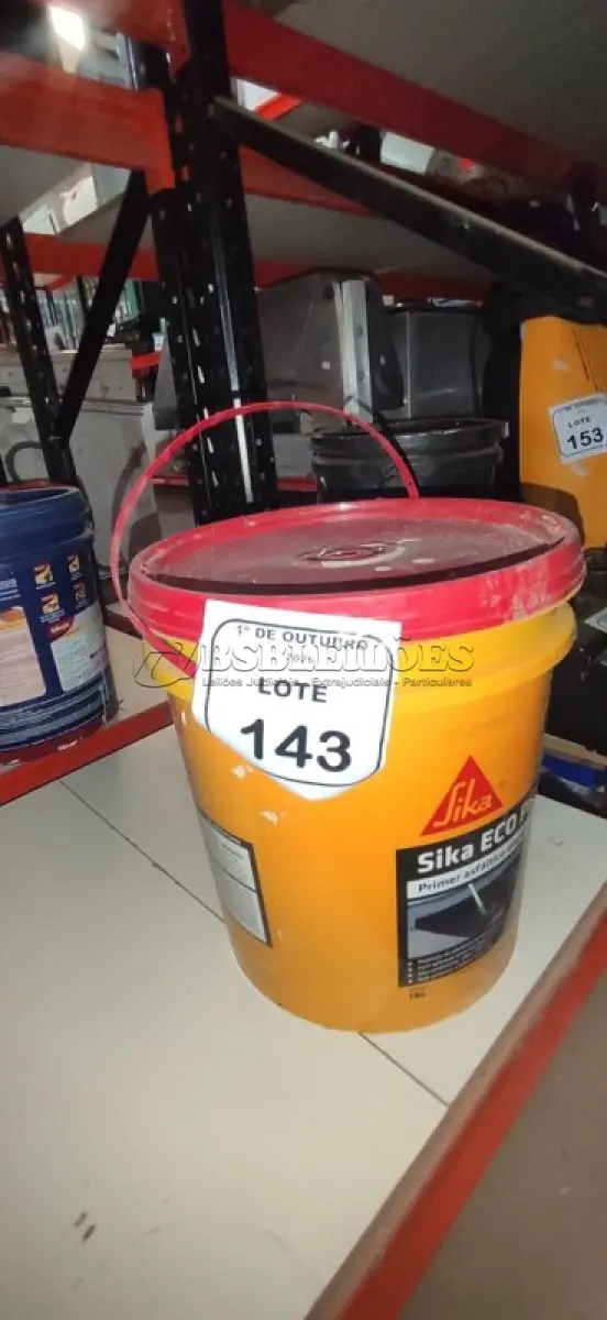 LOTE 143 - 01 BALDE DE PRIMER ASFÁLTICO DISPERSO EM ÁGUA DE 18L MARCA SIKA. (NO ESTADO) ATENÇÃO! FAZER A VISITAÇÃO ANTES DE ARREMATAR, NÃO SABEMOS SE FUNCIONA, LEILÃO NÃO TEM GARANTIA E NEM DEVOLUÇÃO, SUJEITO A POSSÍVEIS AVARIAS VISÍVEIS/OCULTAS E/OU AUSÊNCIA DE COMPONENTES.