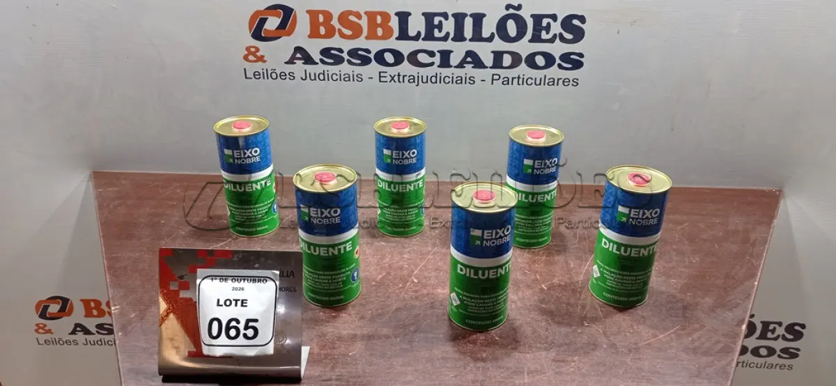 LOTE 065 - 06 LATAS DE DILUENTE THINNER 16 DE 900ML CADA MARCA EIXO NOBRE. (NO ESTADO) ATENÇÃO! FAZER A VISITAÇÃO ANTES DE ARREMATAR, NÃO SABEMOS SE FUNCIONA, LEILÃO NÃO TEM GARANTIA E NEM DEVOLUÇÃO, SUJEITO A POSSÍVEIS AVARIAS VISÍVEIS/OCULTAS E/OU AUSÊNCIA DE COMPONENTES.