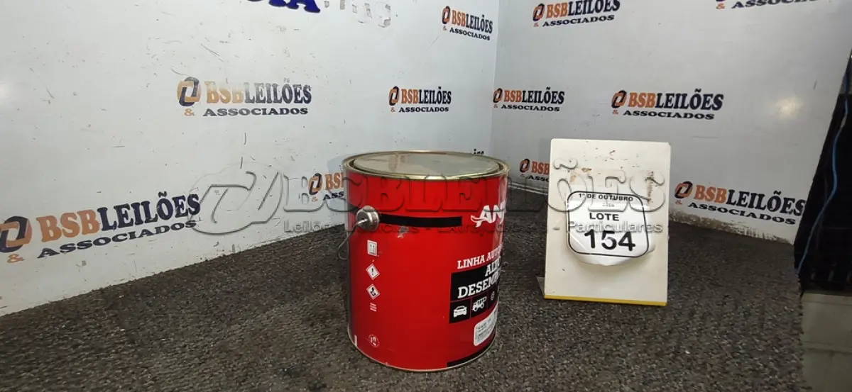 LOTE 154 - 01 LATA DE EMBORRACHAMENTO PRETO LINHA AUTOMOTIVA DE 3,6L NA COR ANJO TINTAS. (NO ESTADO) ATENÇÃO! FAZER A VISITAÇÃO ANTES DE ARREMATAR, NÃO SABEMOS SE FUNCIONA, LEILÃO NÃO TEM GARANTIA E NEM DEVOLUÇÃO, SUJEITO A POSSÍVEIS AVARIAS VISÍVEIS/OCULTAS E/OU AUSÊNCIA DE COMPONENTES.