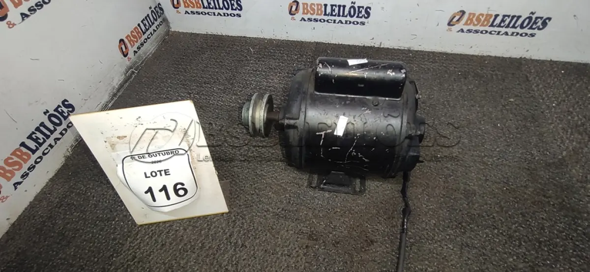 LOTE 116 - 01 MOTOR MONOFÁSICO MODELO 56-RC-3504 DE ½ CV E 1740 RPM MARCA MEB. (NO ESTADO) ATENÇÃO! FAZER A VISITAÇÃO ANTES DE ARREMATAR, NÃO SABEMOS SE FUNCIONA, LEILÃO NÃO TEM GARANTIA E NEM DEVOLUÇÃO, SUJEITO A POSSÍVEIS AVARIAS VISÍVEIS/OCULTAS E/OU AUSÊNCIA DE COMPONENTES.