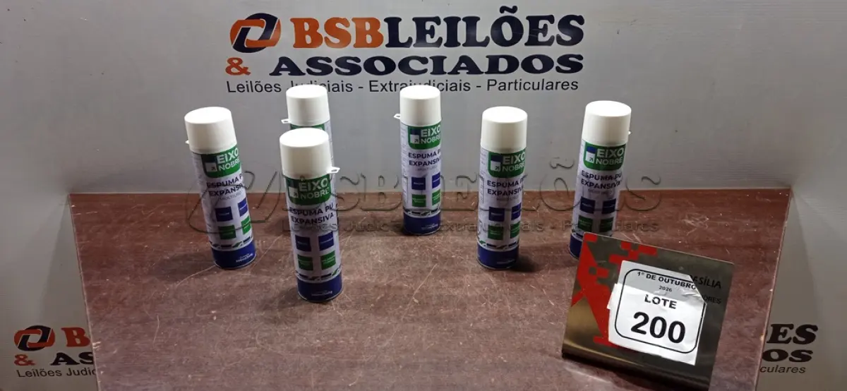 LOTE 200 - 06 UNIDADES DE ESPUMA PU EXPANSIVA DE 500ML CADA MARCA EIXO NOBRE. (NO ESTADO) ATENÇÃO! FAZER A VISITAÇÃO ANTES DE ARREMATAR, NÃO SABEMOS SE FUNCIONA, LEILÃO NÃO TEM GARANTIA E NEM DEVOLUÇÃO, SUJEITO A POSSÍVEIS AVARIAS VISÍVEIS/OCULTAS E/OU AUSÊNCIA DE COMPONENTES.