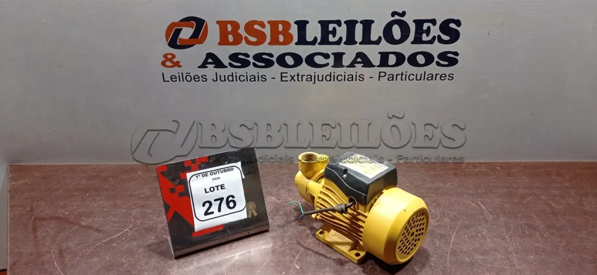 LOTE 276 - 01 BOMBA PERIFÉRICA ½ CV 60HZ MARCA FERTAK. (NO ESTADO) ATENÇÃO! FAZER A VISITAÇÃO ANTES DE ARREMATAR, NÃO SABEMOS SE FUNCIONA, LEILÃO NÃO TEM GARANTIA E NEM DEVOLUÇÃO, SUJEITO A POSSÍVEIS AVARIAS VISÍVEIS/OCULTAS E/OU AUSÊNCIA DE COMPONENTES.