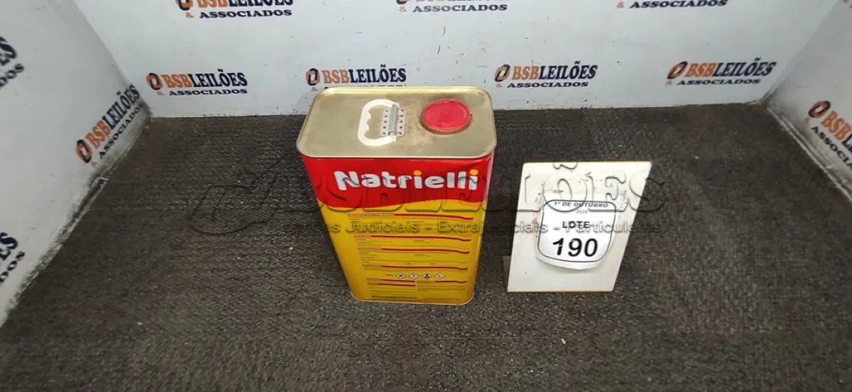 LOTE 190 - 01 LATA DE ÓLEO DE LINHAÇA DE 5L MARCA NATRIELLI. (NO ESTADO) ATENÇÃO! FAZER A VISITAÇÃO ANTES DE ARREMATAR, NÃO SABEMOS SE FUNCIONA, LEILÃO NÃO TEM GARANTIA E NEM DEVOLUÇÃO, SUJEITO A POSSÍVEIS AVARIAS VISÍVEIS/OCULTAS E/OU AUSÊNCIA DE COMPONENTES.