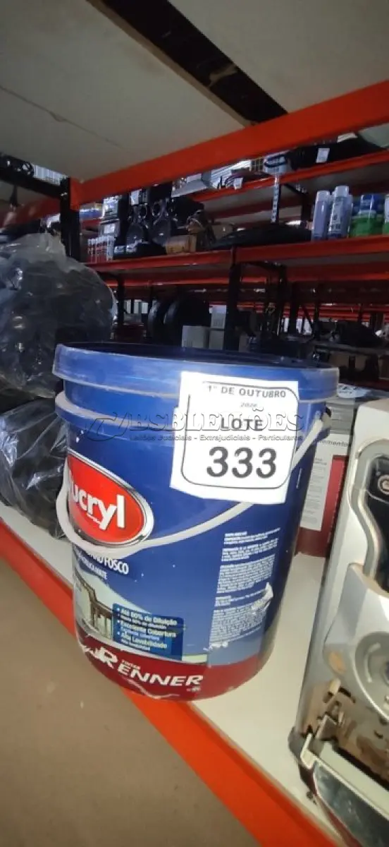 LOTE 333 - 01 BALDE DE TINTA ACRÍLICA STANDARD NA COR MELÃO ROSA FOSCO DE 16L MARCA DUCRYL. (NO ESTADO) ATENÇÃO! FAZER A VISITAÇÃO ANTES DE ARREMATAR, NÃO SABEMOS SE FUNCIONA, LEILÃO NÃO TEM GARANTIA E NEM DEVOLUÇÃO, SUJEITO A POSSÍVEIS AVARIAS VISÍVEIS/OCULTAS E/OU AUSÊNCIA DE COMPONENTES.