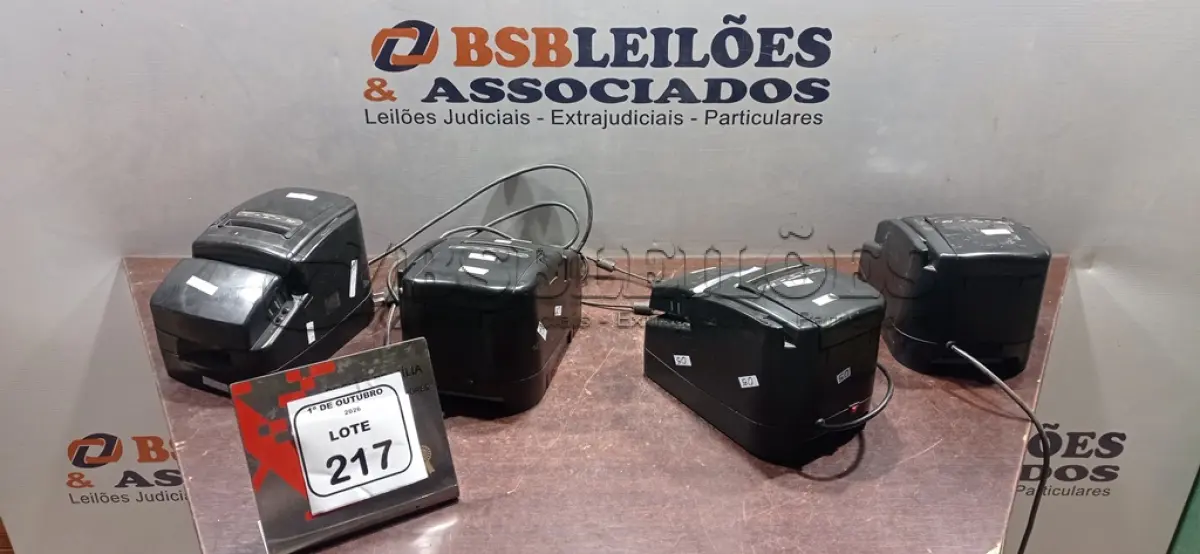 LOTE 217 - 04 IMPRESSORAS TÉRMICAS. (NO ESTADO) ATENÇÃO! FAZER A VISITAÇÃO ANTES DE ARREMATAR, NÃO SABEMOS SE FUNCIONA, LEILÃO NÃO TEM GARANTIA E NEM DEVOLUÇÃO, SUJEITO A POSSÍVEIS AVARIAS VISÍVEIS/OCULTAS E/OU AUSÊNCIA DE COMPONENTES.