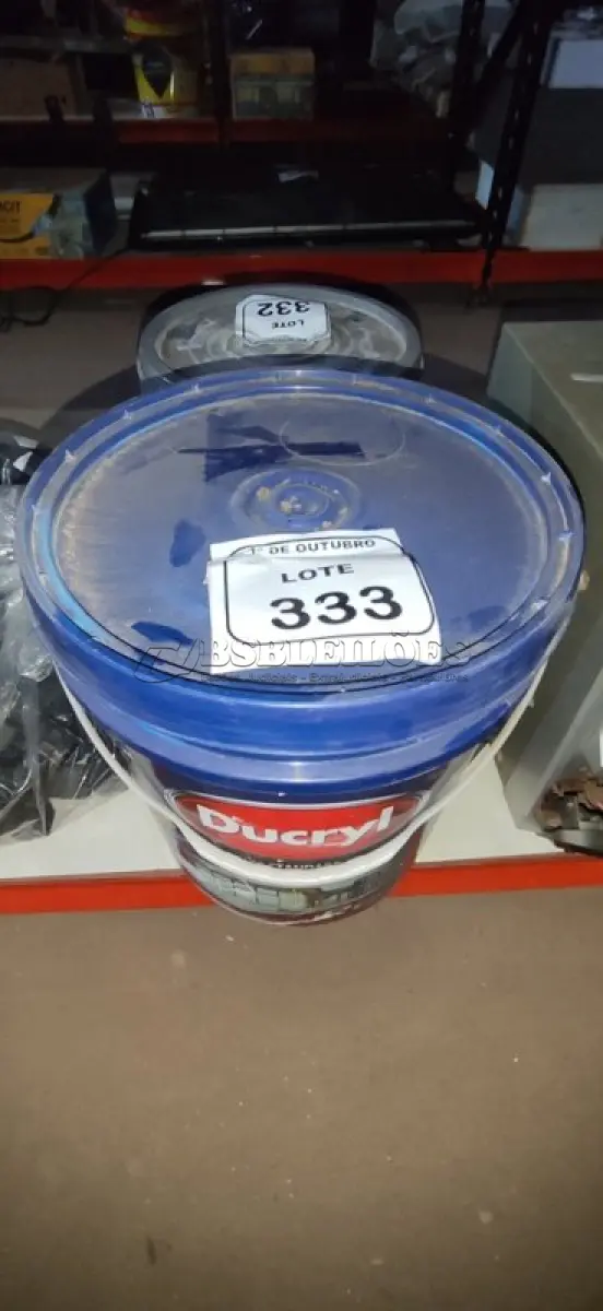 LOTE 333 - 01 BALDE DE TINTA ACRÍLICA STANDARD NA COR MELÃO ROSA FOSCO DE 16L MARCA DUCRYL. (NO ESTADO) ATENÇÃO! FAZER A VISITAÇÃO ANTES DE ARREMATAR, NÃO SABEMOS SE FUNCIONA, LEILÃO NÃO TEM GARANTIA E NEM DEVOLUÇÃO, SUJEITO A POSSÍVEIS AVARIAS VISÍVEIS/OCULTAS E/OU AUSÊNCIA DE COMPONENTES.