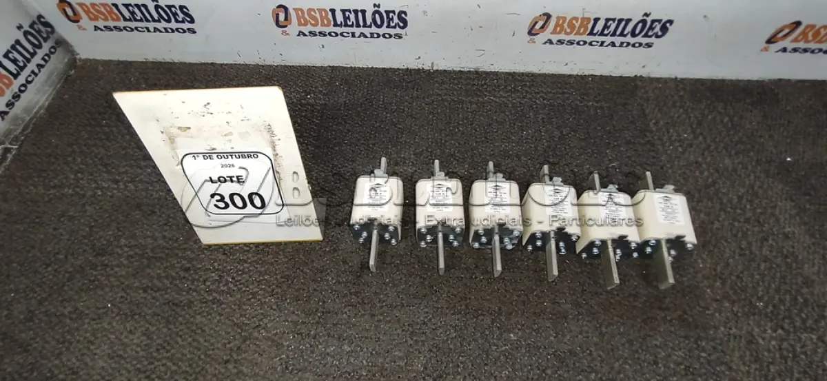 LOTE 300 - 06 FUSÍVEIS INDUSTRIAIS TIPO NH TAMANHO 2 MODELO RETARDADO DE 125A MARCA ELETROMEC. (NO ESTADO) ATENÇÃO! FAZER A VISITAÇÃO ANTES DE ARREMATAR, NÃO SABEMOS SE FUNCIONA, LEILÃO NÃO TEM GARANTIA E NEM DEVOLUÇÃO, SUJEITO A POSSÍVEIS AVARIAS VISÍVEIS/OCULTAS E/OU AUSÊNCIA DE COMPONENTES.